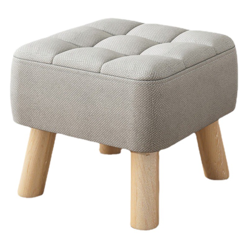 Taburete pequeño para uso doméstico, taburete bajo con cojín suave, reposapiés, taburete para sofá, mesa de centro para sala de estar, taburete de madera maciza minimalista y moderno para el hogar.