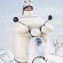 电瓶车挡风被加大加厚防冻防寒超厚加热围脖护肩腿被盖护膝防风罩