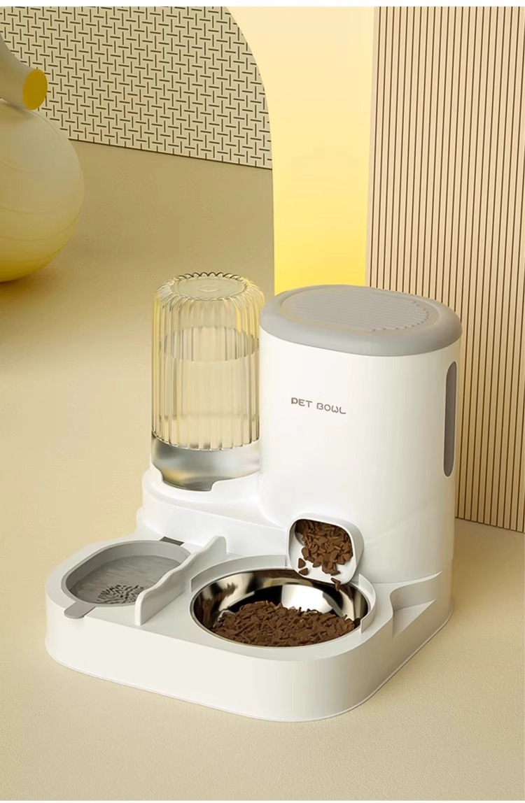 Automatic Cat Feeder With Water Dispenser Double Pet Dish Bowl_voghion.com