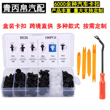 100pcs盒装汽车卡扣跨境直供盒装卡扣车门挡泥板保险杠汽车夹