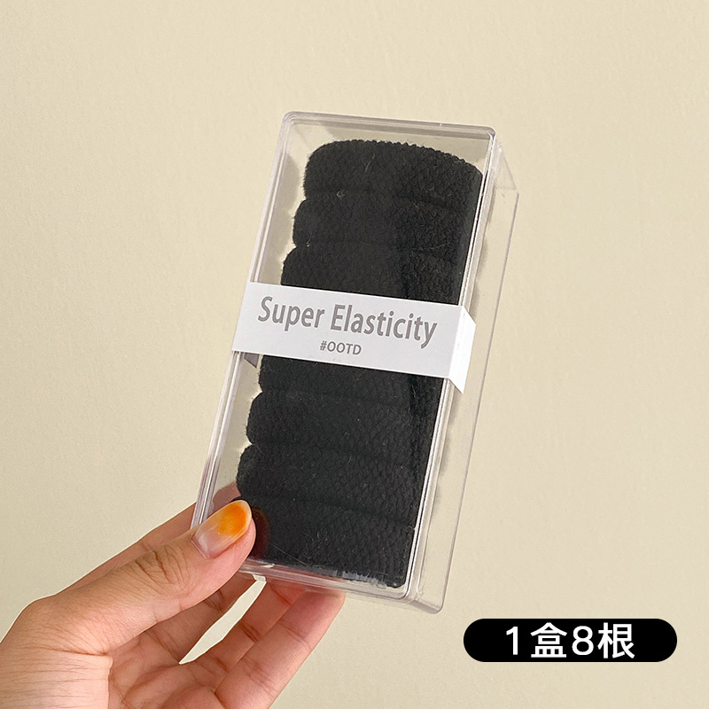 Atar la banda del pelo femenino cuerda del pelo atar accesorios para el cabello de alta banda de goma elástica duradera todo partido no duele la banda de goma del pelo negro cuerda del pelo