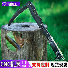 户外不锈钢两用割禾除草镰农用木柄锯齿镰收割柴竹开路园林镰刀