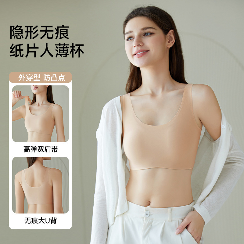 New Seamless Sports Bra, Breathable Underwear, Foundation-Like Texture, Sports Beauty Back Vest, Large Bust Minimizing Bra for Women New Seamless Sports Bra, Breathable Underwear, Foundation-Like Texture, Sports Beauty Back Vest, Large Bust Minimizing Bra for Women