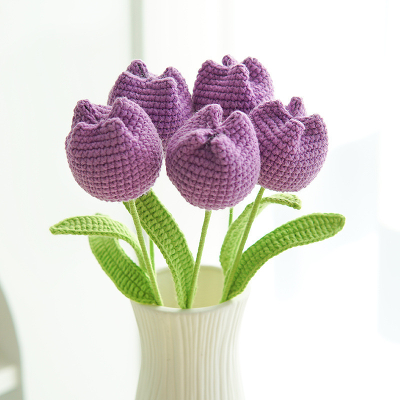 クロスボーダーの手編みの完成品の小さい花束は花の毛糸のメリヤスの花束を模倣します。|undefined