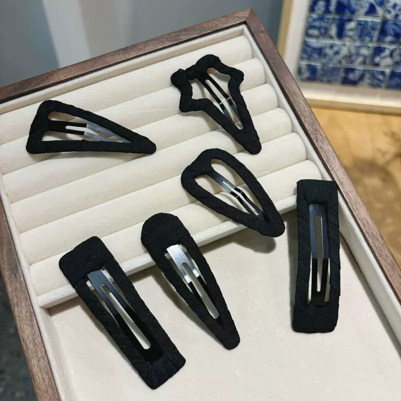 Черный тканевый handmade, челка, милая заколка, Crab-pin, аксессуар для волос, простой и элегантный дизайн, корейский стиль