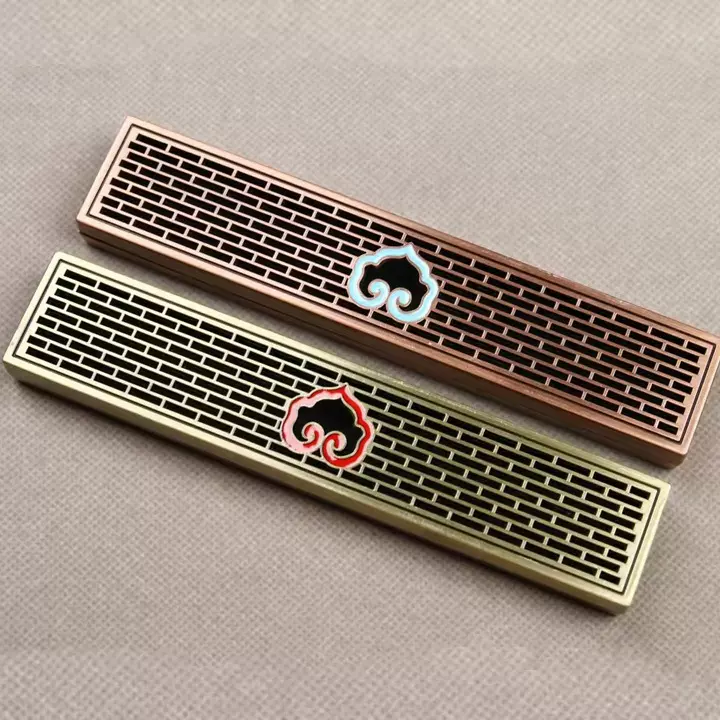 短款线香盒 仿古合金香插 中式镂空卧香炉 家用禅意香道用具