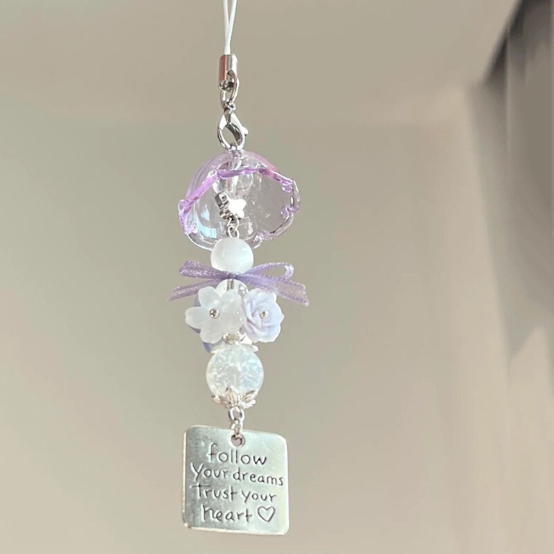 Purple Fairy Jellyfish Wind Chime Pendant Handmade Ins-Style Wind Chime Beaded Earphone Phone Chain Pendant Decoration Purple Fairy Jellyfish Wind Chime Pendant Handmade Ins-Style Wind Chime Beaded Earphone Phone Chain Pendant Decoration