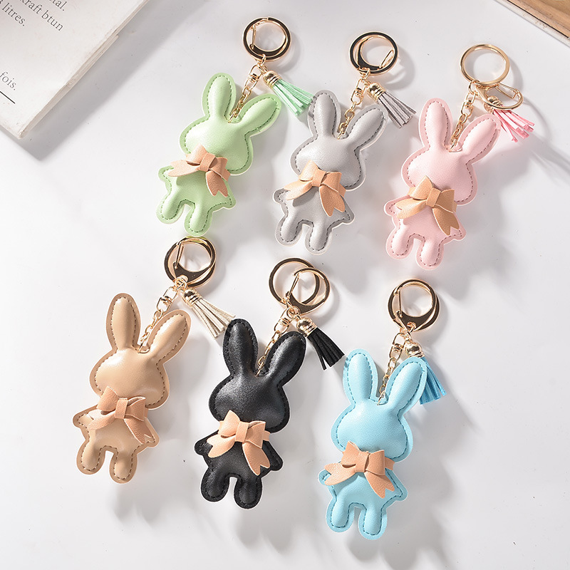 Cute Rabbit Bag Pendant Leather Car Keychain Pendant Bunny Phone Case Patch Wrist Strap Accessory Cute Rabbit Bag Pendant Leather Car Keychain Pendant Bunny Phone Case Patch Wrist Strap Accessory
