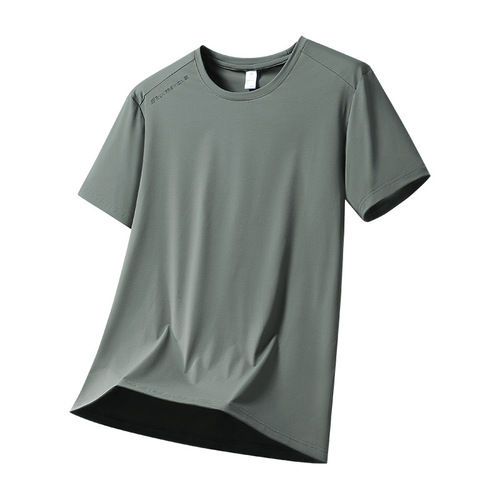 L-8XL ice silk short-sleeved T-shirt men's large size summer fat man plus fat thin loose sweat-wicking quick-drying T-shirt