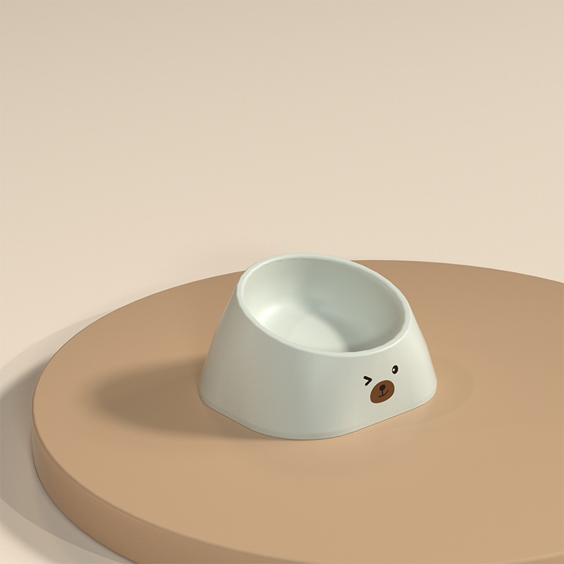 Cuenco de cerámica para gatos Cuenco para perros de acero inoxidable para proteger la columna cervical, boca oblicua, tazón doble, bebedero automático de comida lenta, tazón para mascotas tres en uno