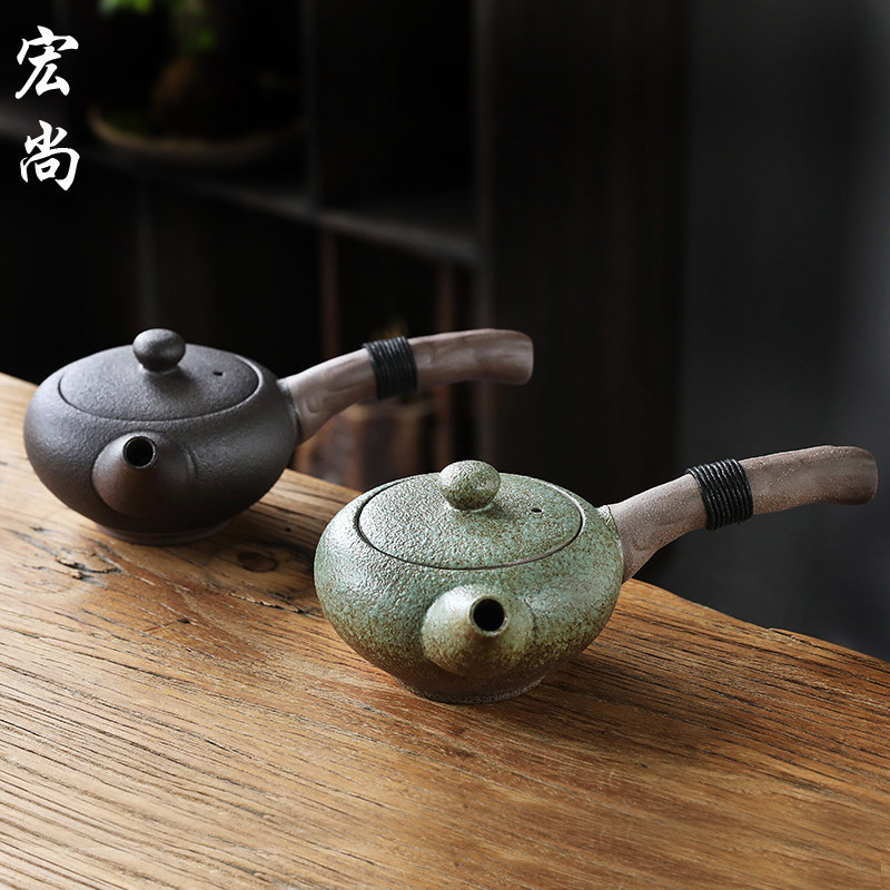 Chinese-Style Coarse Pottery Teapot with Side Handle, Large Capacity for Home Use, Kung Fu Tea Set, Single Teapot, Tea Utensils, Office Set, Chinese Style Chinese-Style Coarse Pottery Teapot with Side Handle, Large Capacity for Home Use, Kung Fu Tea Set, Single Teapot, Tea Utensils, Office Set, Chinese Style