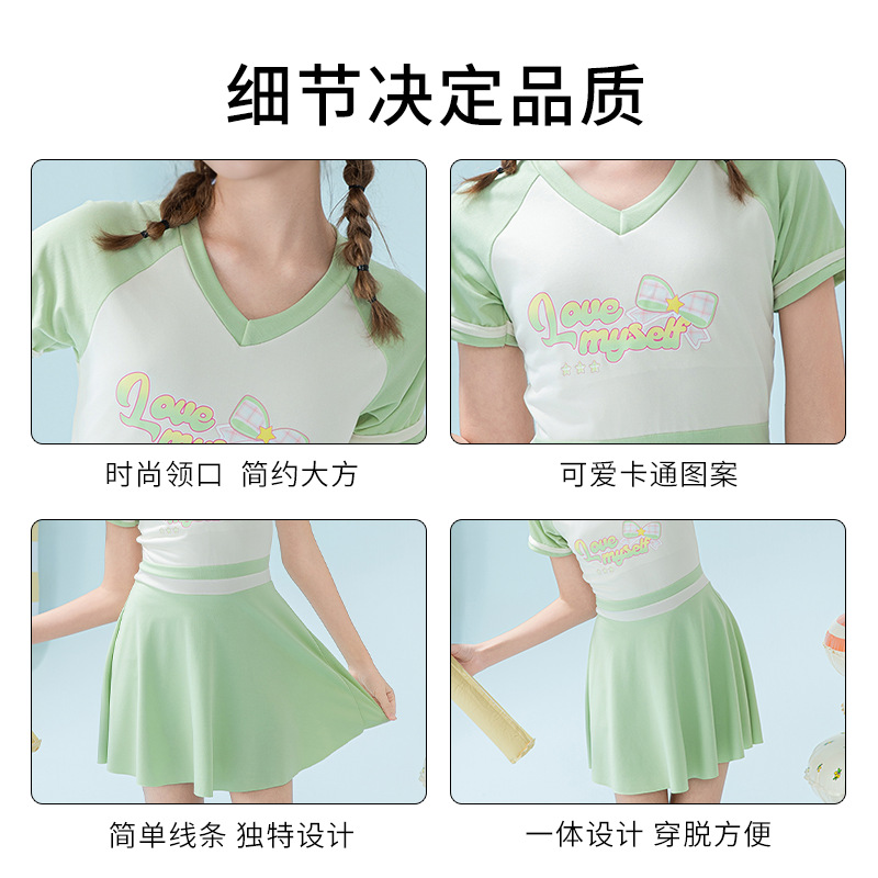 2025 nuevo traje de baño para niños, falda de una pieza deportiva a juego de colores para niñas de moda, traje de baño conservador con almohadilla para el pecho