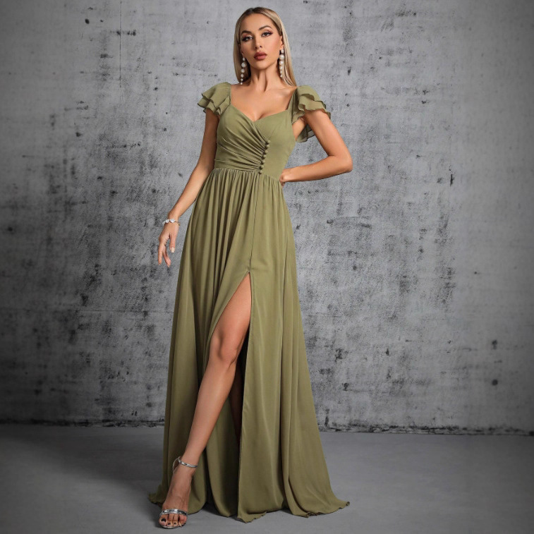 Cross-Border New Women's Evening Dress Suspender Sexy Dress Slit Lace-Up Banquet Dress Women's Dress Bridesmaid Dress Cross-Border New Women's Evening Dress Suspender Sexy Dress Slit Lace-Up Banquet Dress Women's Dress Bridesmaid Dress