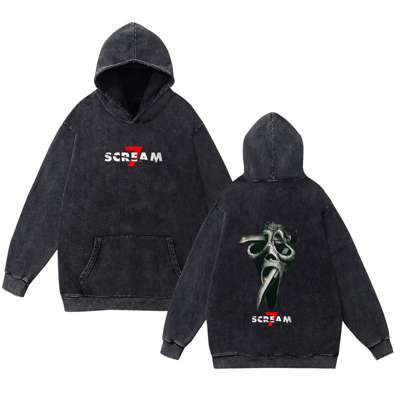 2025 Hot-Selling Cross-Border Scream Ghostface Scream Washed Vintage Pure Cotton Hooded Sweatshirt for Men and Women 2025 Hot-Selling Cross-Border Scream Ghostface Scream Washed Vintage Pure Cotton Hooded Sweatshirt for Men and Women