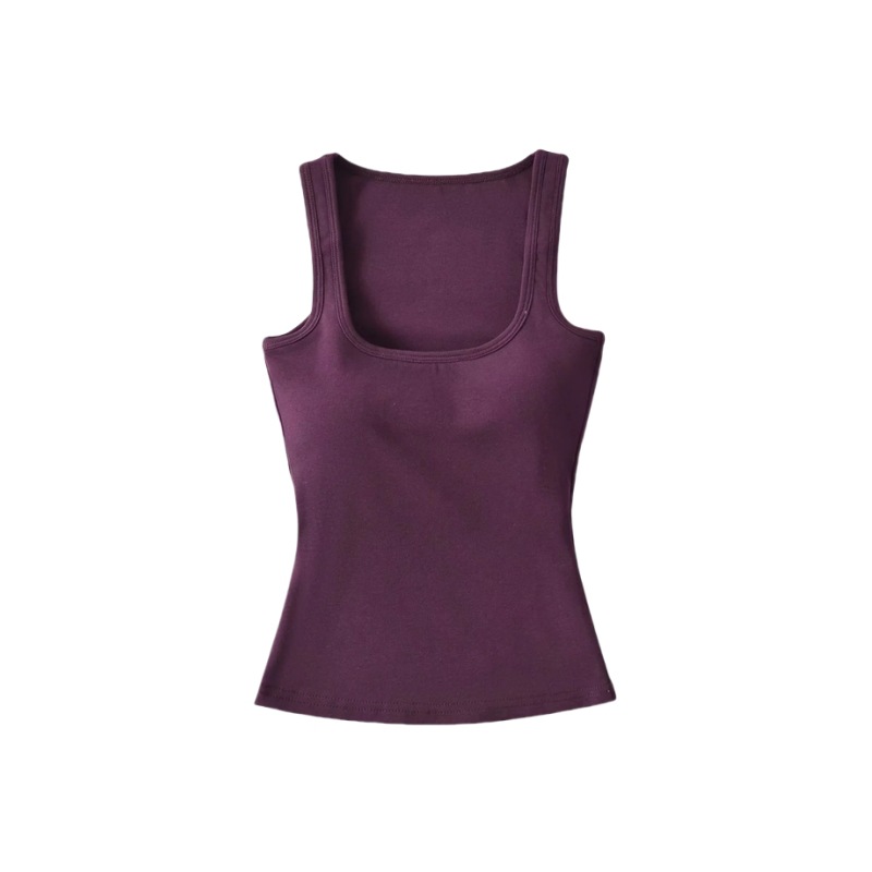 European and American Pure Desire Spice Girl Square Collar Extenuable Chest Pad Sleeveless Vest Women's Slim-fit High Waist Short Outer Wear Base Top