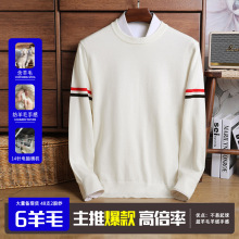 2025秋冬季新款圆领高档时尚中年男士卫衣韩版简约套头针织衫男