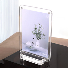 亚马逊跨境亚克力相框456R8寸透明磁吸支架照片摆台定制创意磁吸