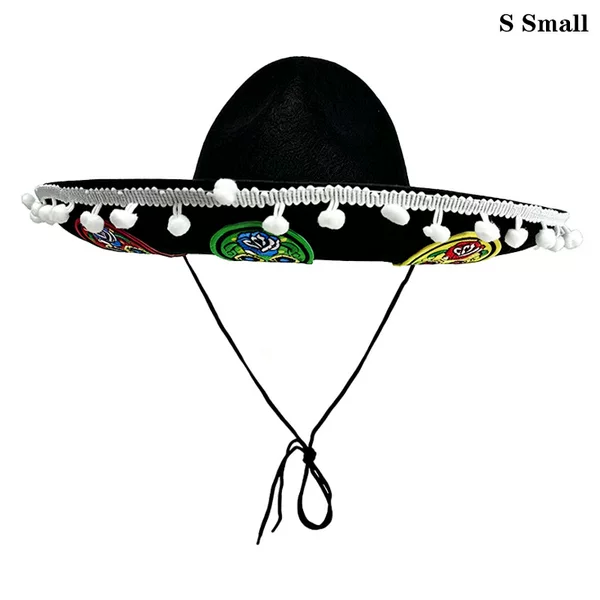 Mexican fancy hat for Halloween, Mexican heat-transfer skull pom-pom, Mexican trumpet
