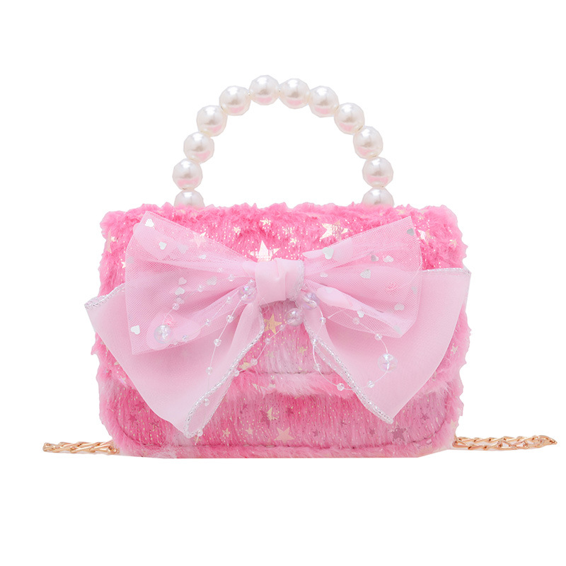 Bolsos de mano de la princesa de perlas dulces arco mini bebé mochila pequeña fragancia mochila de hombro para niños