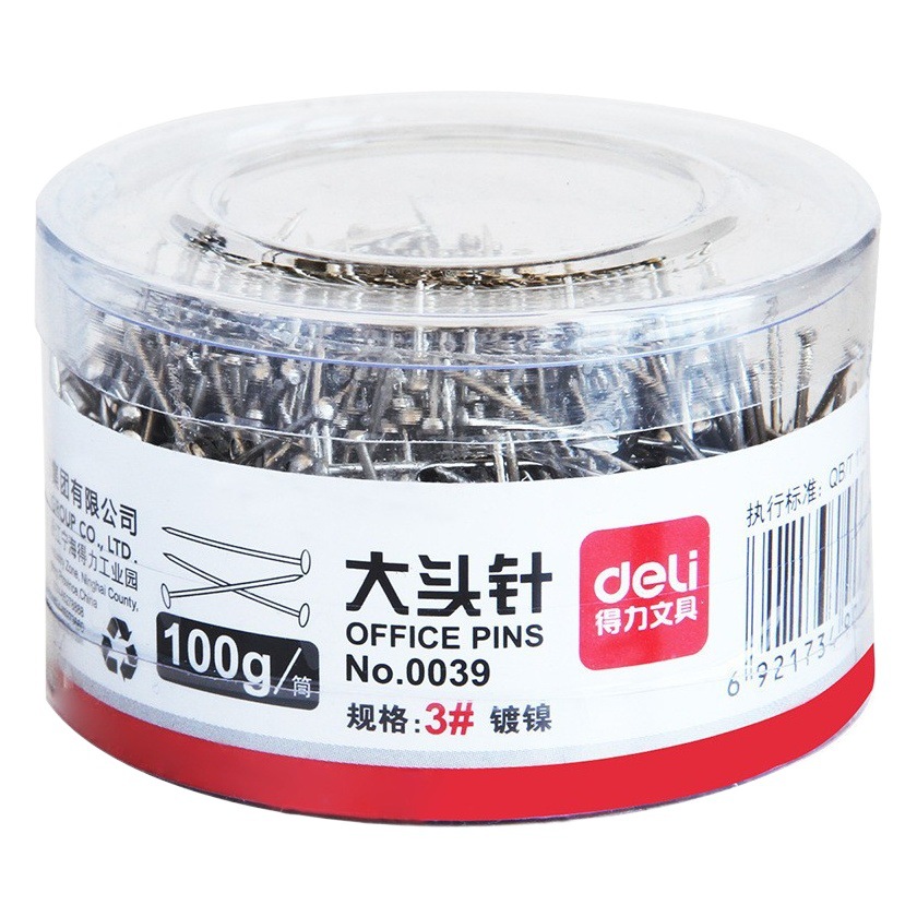 Deli 0039 pin 100g/tubo recto pin barril Oficina conveniente corte tridimensional posicionamiento PIN