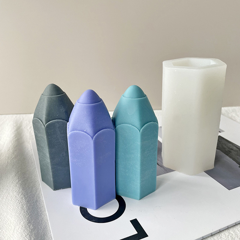 Nuevo creativo 3D lápiz forma vela molde DIY chocolate vela pastel mousse Multi-propósito abrasivo herramienta en stock