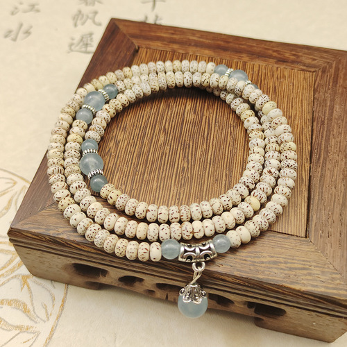Bodhi 168 beads January star and moon Bodhi seeds bracelet, Gaomi mini women's Buddhist beads prayer beads necklace, unisex couple