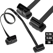 OBD2公对母延长线OBD弯头扁线面条线GPS追踪ELM327汽车检测线8芯