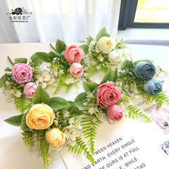 Cross-border new product artificial flower rose bouquet Korean peony Philippos rose home wedding wedding decoration