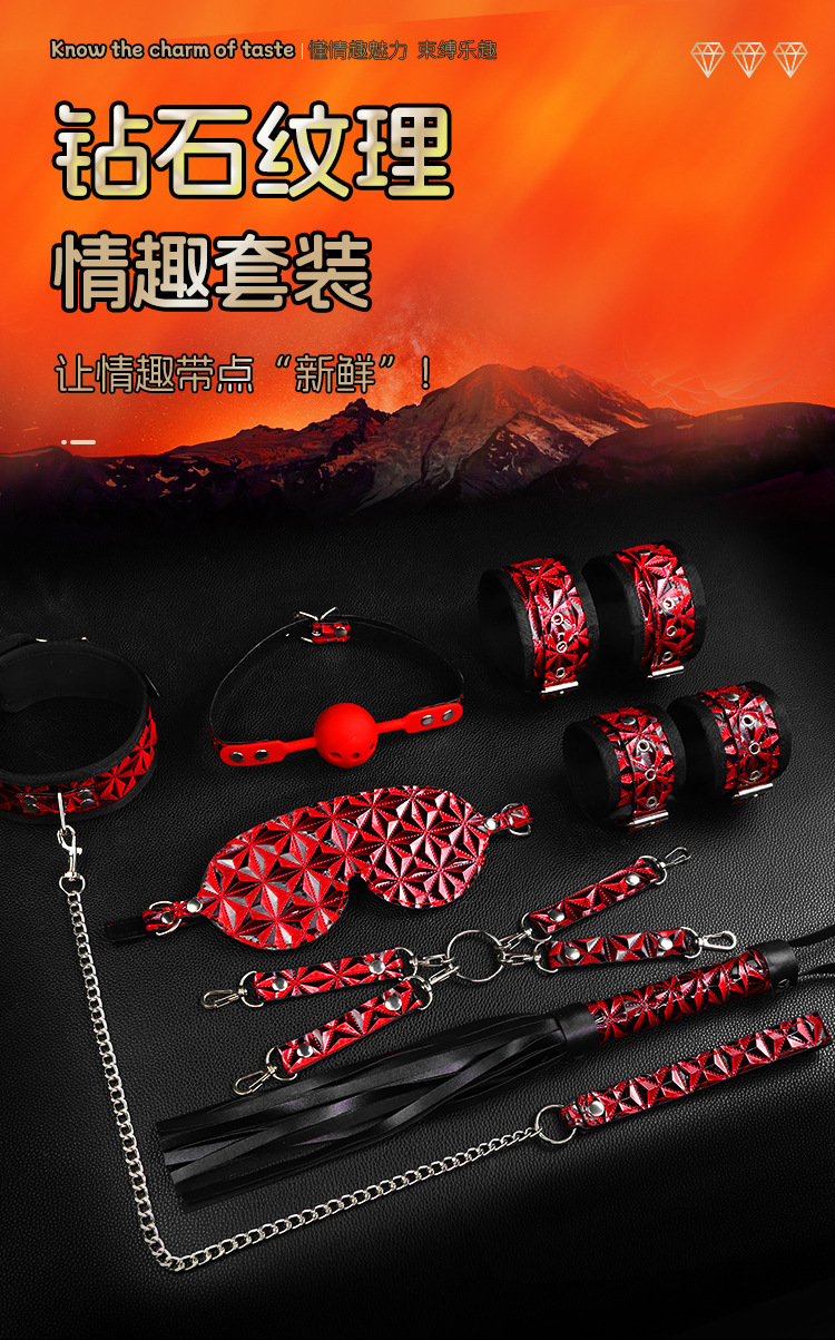 Adult Bondage Set with Hand and Foot Cuffs, Nipple Clamps, Oral Ball and Blindfold — detail image 11