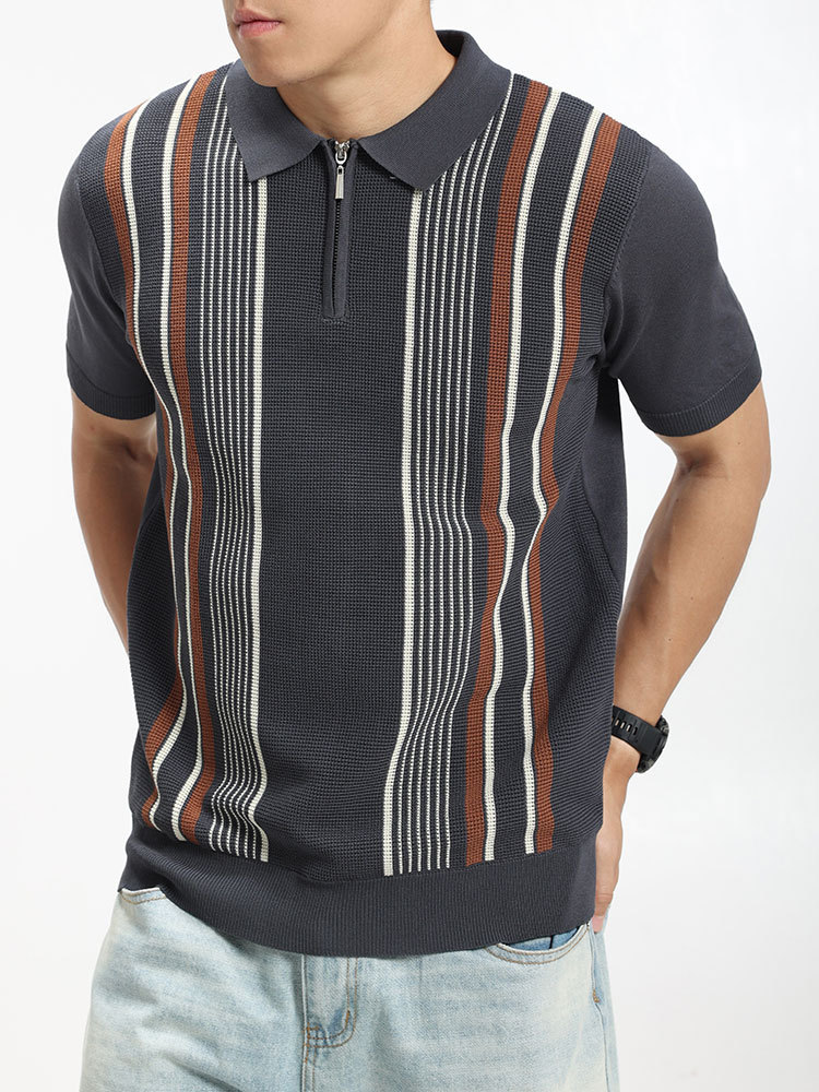 Hombre viejo dinero de punto de hielo polo camiseta de manga corta hombre de negocios casual camiseta de verano chaqueta de hombre