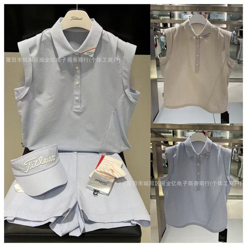 Lapel Collar Sleeveless Golf Clothing Women's Set Stylish Korean Style Versatile Sports Casual Golf Baseball Uniform Shorts