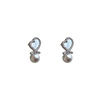 Zirconium, crystal, universal fresh earrings with bow from pearl, micro incrustation, light luxury style