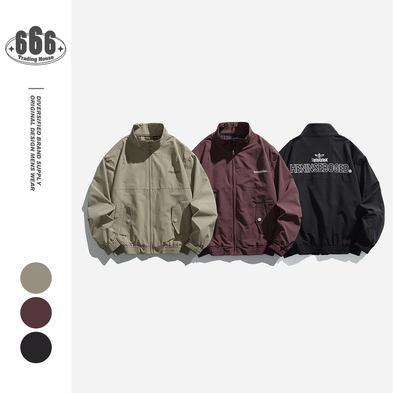 Girl Lll Mountain Style Retro Embroider Sports Functional Style Stand Collar Jacket Men's Casual Spring & Fall Trendy Brand Jacket W89