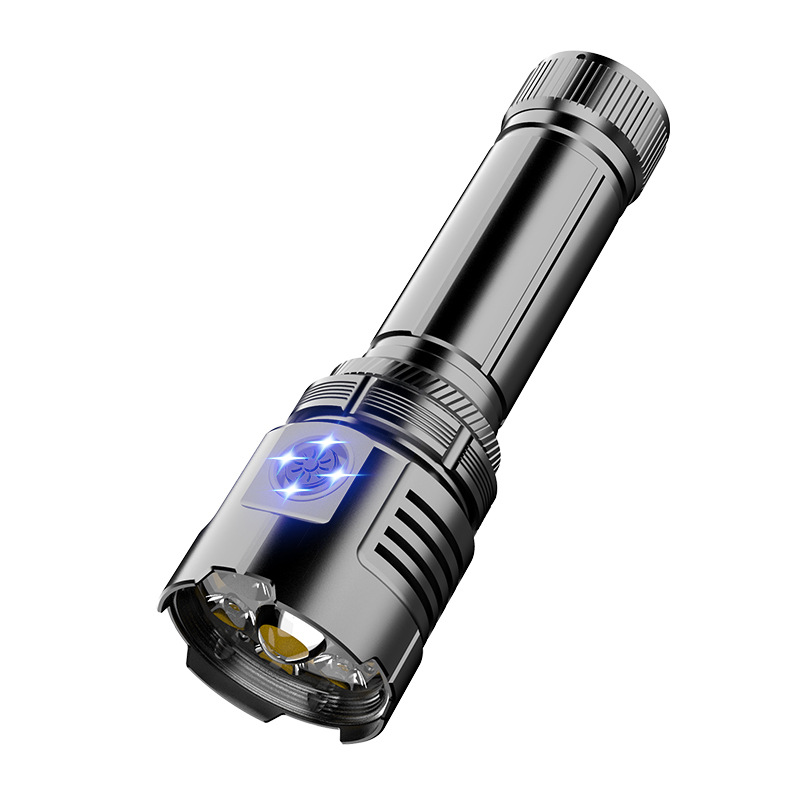 Linterna láser blanca, batería desmontable 26800 de alta potencia, linterna de aleación de aluminio, 7 perlas de lámpara, linterna de luz fuerte