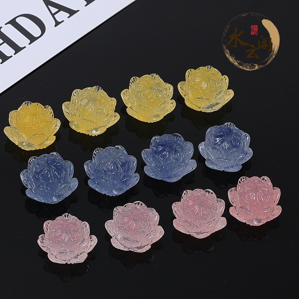 新品仿菩提果冻色通孔树脂莲花珠 diy串珠手机链挂件隔珠材料包