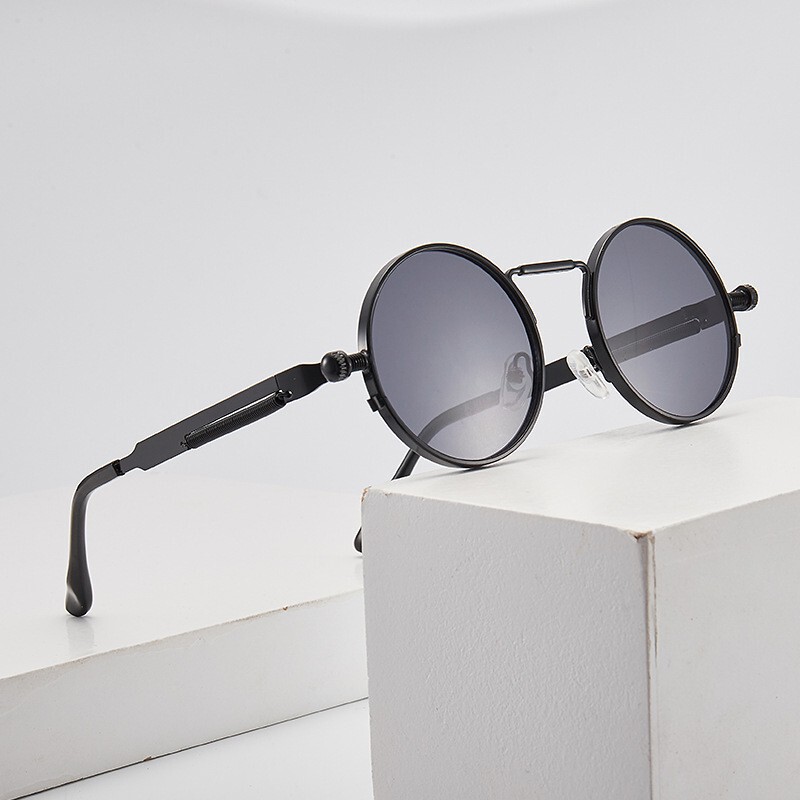 Unique Reflective Retro Sunglasses, UV Protection, Round Steampunk Glasses with Spring-Loaded Temples, Trendy Sunglasses Unique Reflective Retro Sunglasses, UV Protection, Round Steampunk Glasses with Spring-Loaded Temples, Trendy Sunglasses