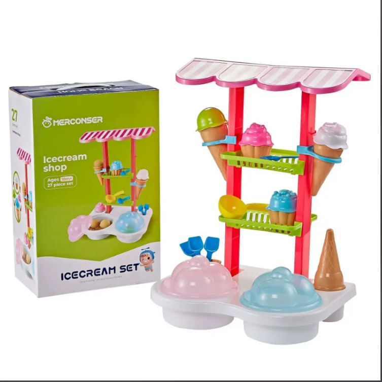 Set de juego transfronterizo de helado, arena espacial y nieve, set de playa con cuchara de helado de plastilina, juguetes divertidos para niños.