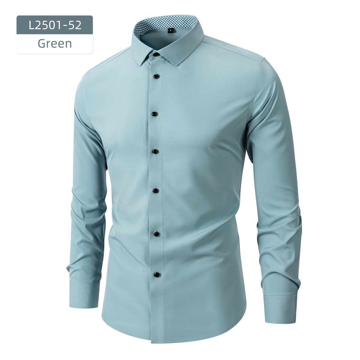 Camisas personalizadas transfronterizas para hombres de manga larga ropa de negocios elástica Amazon comercio exterior botones negros