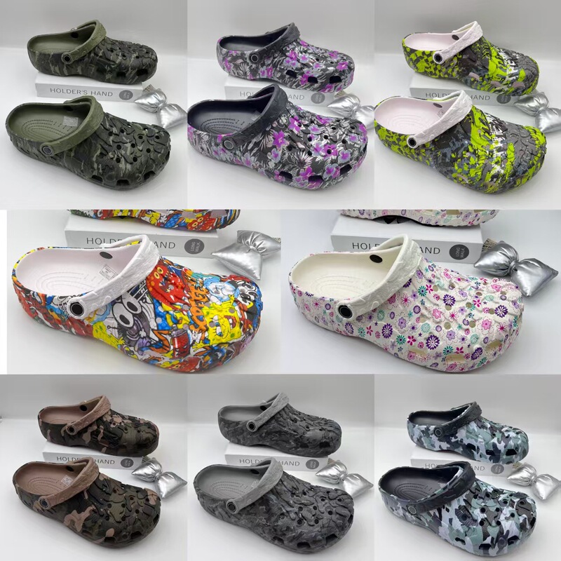 Croos New Map Printed Hole Shoes Men's Shoes Outdoor Large Size Sandals Eva Slippers Non-Slip Summer Wear-Resistant
