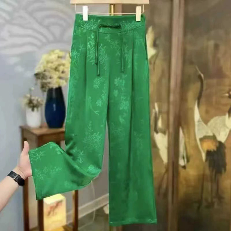 Xiangyunsha широкие брюки в китайском стиле для женщин, новинка 2025 года, летние девятиточечные брюки с высокой талией, свободные тонкие прямые тонкие девятиточечные брюки