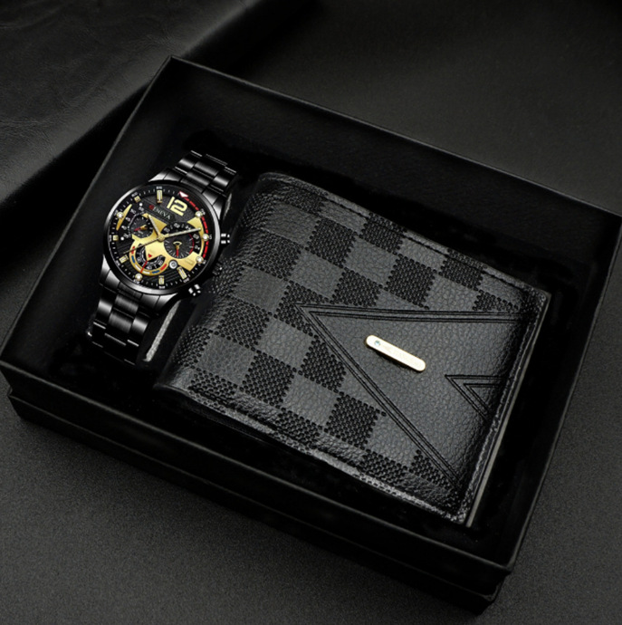 Foreign trade trend popular simple casual men's watch alloy steel belt with calendar watch luminous needle quartz watch wholesale