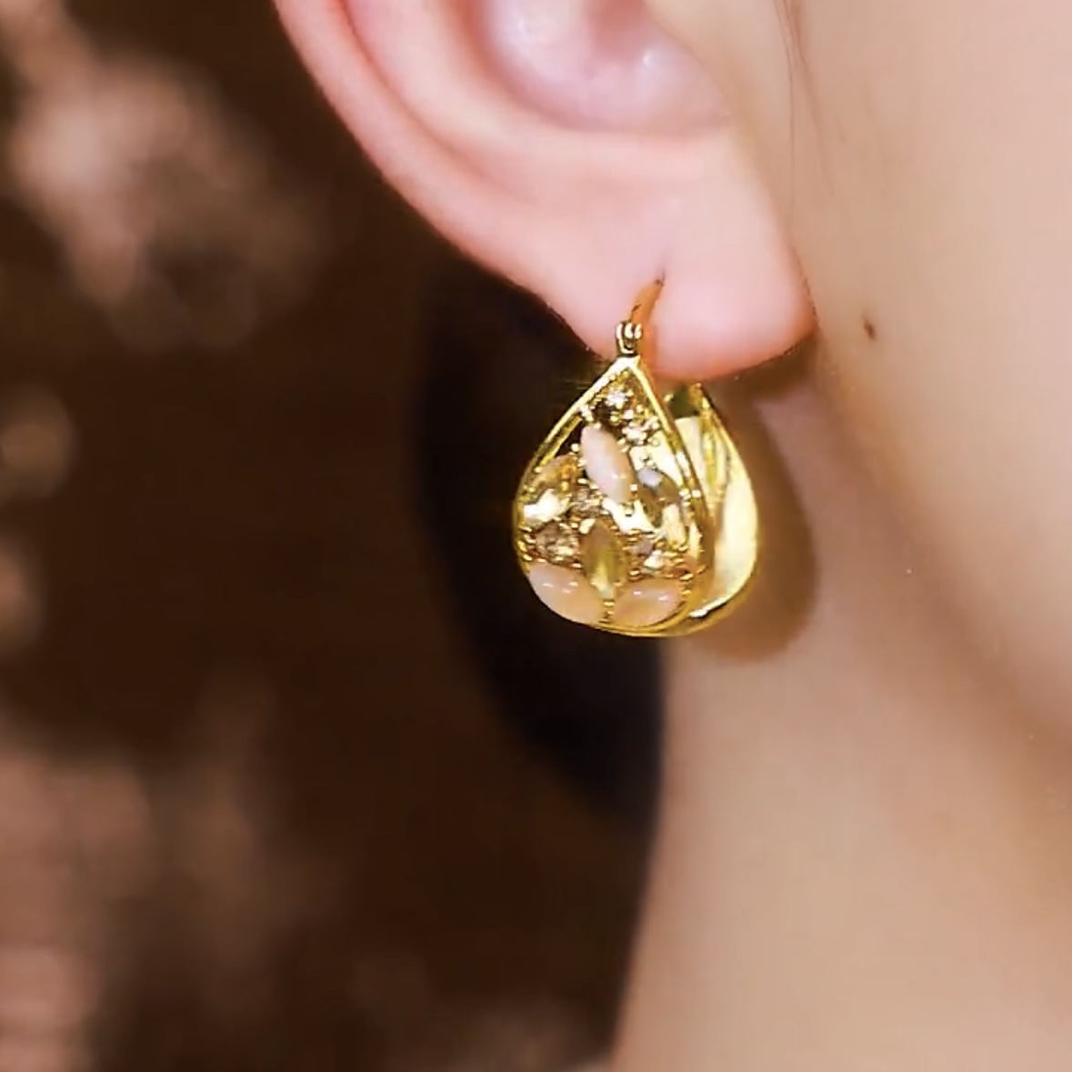 Small design red double-sided elegant fashionable universal earrings…