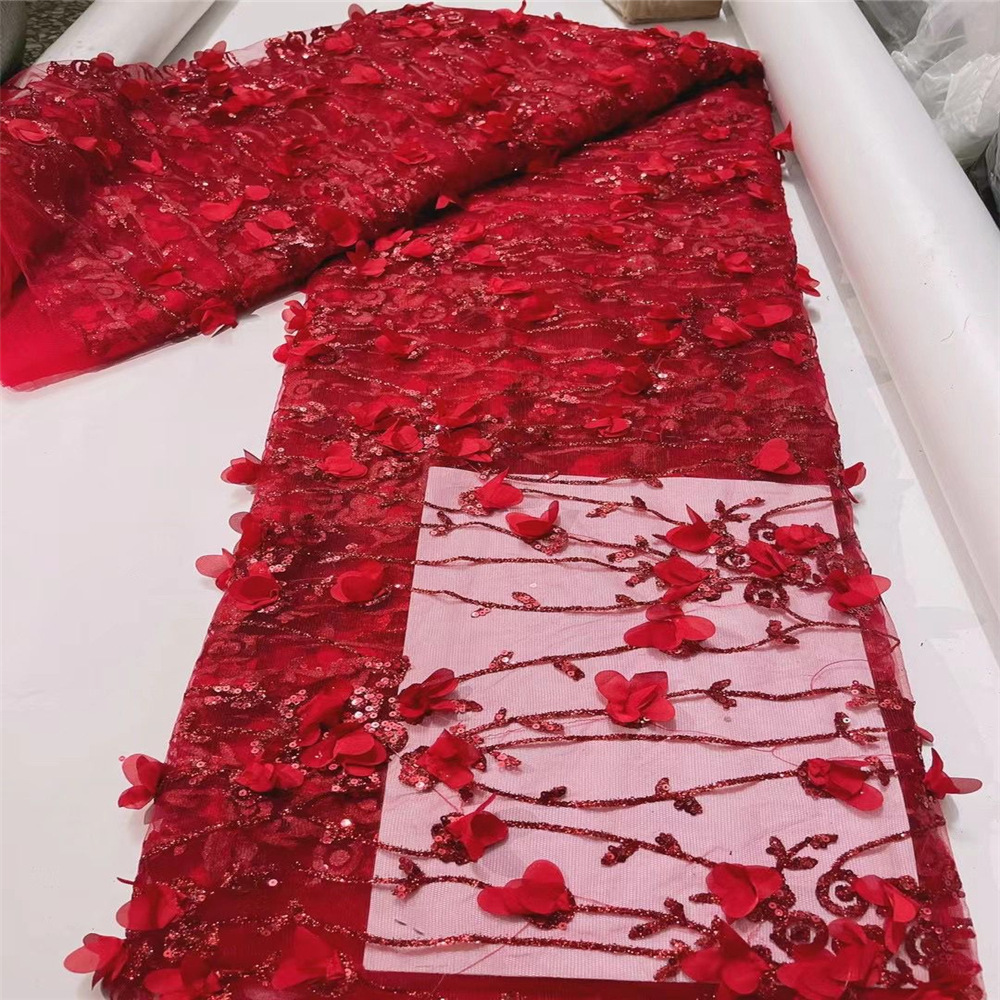 欧美风格撒洒金粉高闪工艺 3D立体花婚纱晚礼服辅料 花边面料厂家