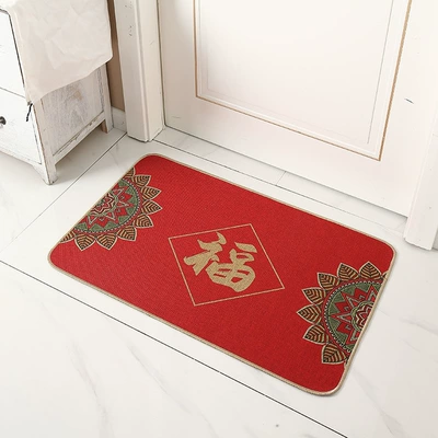 quick-drying, non-slip, easy to maintain, Avtomobil döşəmə paspasları - orange-red-blessing-4060cm-linen