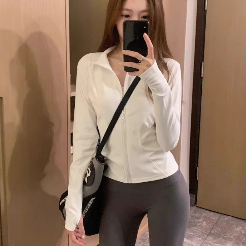 Windproof Slim Yoga Clothes Women's Stand-up Collar Zipper Sports Top Fitness Clothes Women_desvips.com
