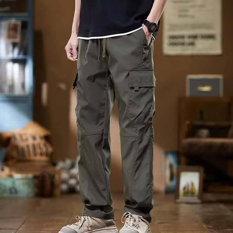 Men's Cargo Pants with Multiple Pockets, Loose Straight-Leg Casual Pants, Summer Thin Style Men's Summer Pants