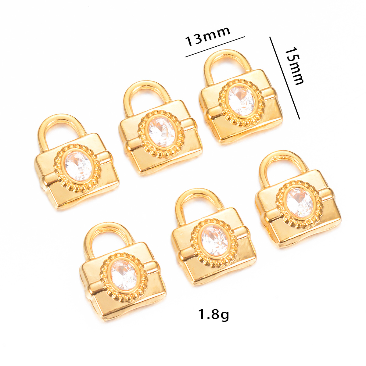 PVD Coated Gold Plating Process Pendant Jewelry Making Type 5 PCS/Package 304 Stainless Steel Zircon Bag Polished Pendant