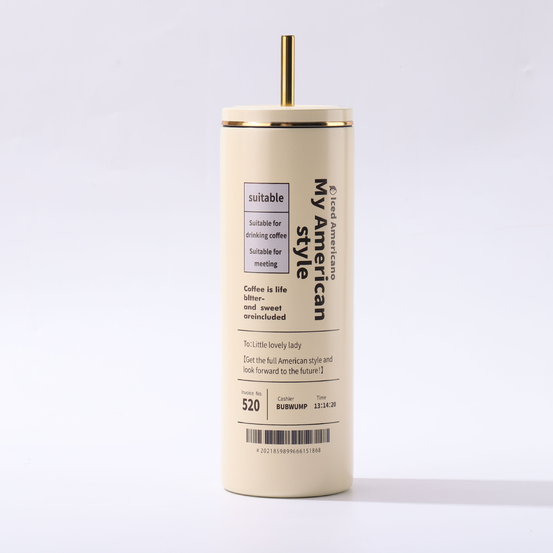 Transfronterizos nuevos ins taza de vacío de acero inoxidable simple de alto aspecto portátil taza de café taza de paja portátil