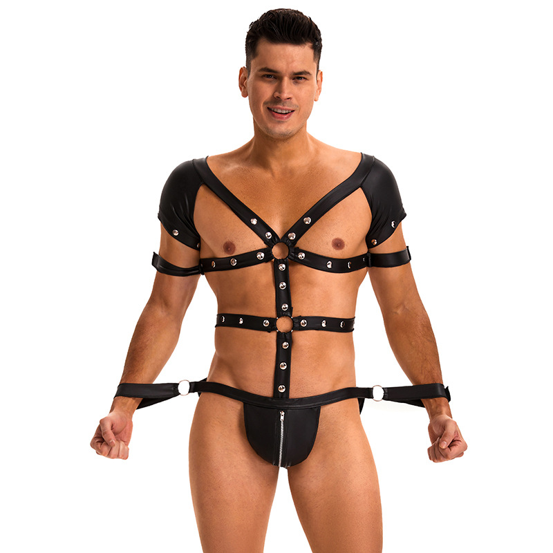 Transfronterizos exclusivos para hombres europeos y estadounidenses atados bondage camiseta clube SM coqueteo seducción ropa interior sexy camarero uniforme