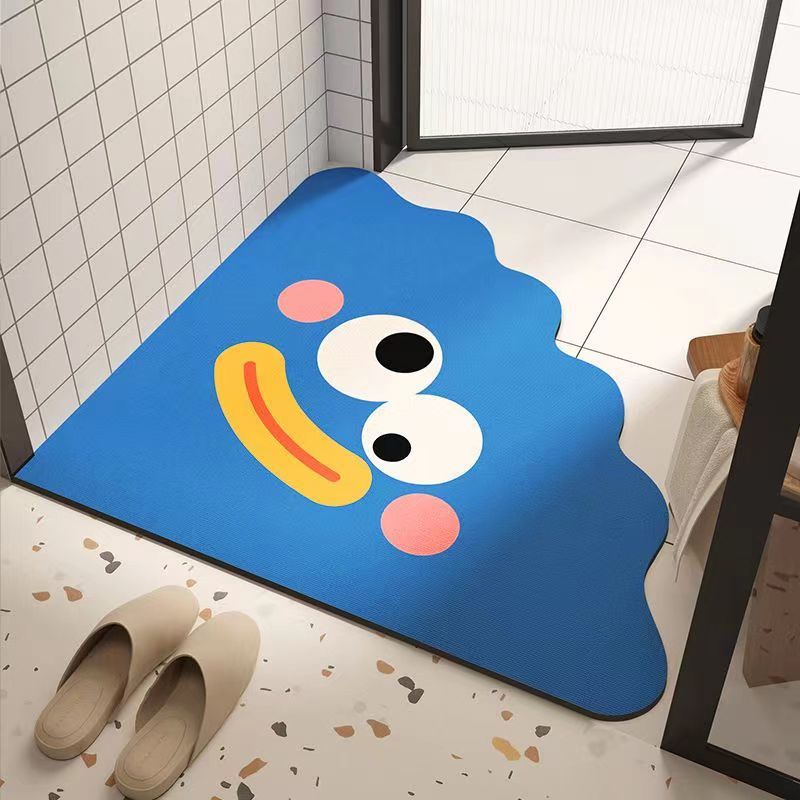 Alfombrilla de baño de dibujos animados absorbentes de agua, alfombra de secado rápido en la puerta del baño, alfombra de barro de diatomeas antideslizante resistente al desgaste